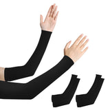 3 Pair 40cm Straight Nylon Spandex Cooling Arm Sleeves without Thumb Holes Black