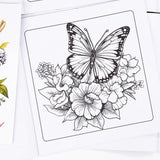 Set of 2 Coloring Books Floral Butterfly 24 Designs Each