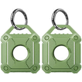 2Pcs For Apple AirTag Protective Case Water-Resistant TPU Full Cover with Key Ring Green