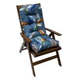 Indoor/Outdoor Rocking Chair Cushion Water Resistant Outdoor Seat Pad with Ties Blue Leaf