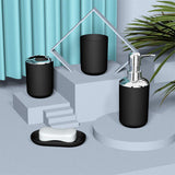 6PCS Bathroom Accessories Set Soap Dispenser Toothbrush Holder Black