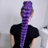 65cm Braided Ponytail Hairpiece Purple Elastic Band Cosplay Party
