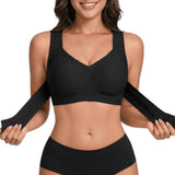 Seamless Front Closure Bra Wireless Full Coverage Cross Back Women Black