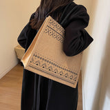Jute Tote Bag with Handle Reusable Handbags Burlap Tote Mama Bag Style 2