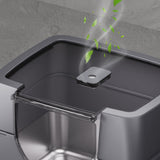 Stainless Steel Litter Box with Lid Front Entry Top Exit Kitty LitterBox with Large Space and Odor Control
