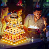 4-Tier Cupcake Acrylic Stand Dessert Display Rack with LED Light for Birthday Weddings Parties Events