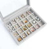 Velvet Jewelry Organizer Case for Rings Earrings Gray