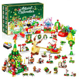 Christmas Advent Calendar Building Block Set for Adults with Tree Reindeer & Sleigh Train Style 1