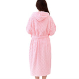 Women Bathrobe Long Winter Warm Wearable Bathrobe Pink