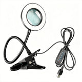 5X Magnifying Glass with LED Light 3 Color Modes Adjustable Desk Magnifier with Clip for Reading Crafts Black