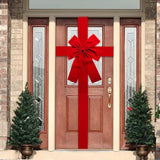 Christmas Door Bow Red Velvet Style with 420x200cm Polyester Straps