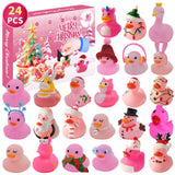 24 Days Advent Calendar Christmas Rubber Ducks Countdown Calendar Blind Box Pink