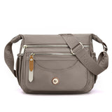 Multi-Pocket Crossbody Bag for Women Water Resistant Nylon Shoulder Messenger Bag Trendy Pocketbooks Gray