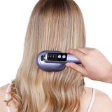 Portable Wireless Electric Hair Comb with Vibration and Oil Mist Spray Purple