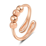 2Pcs Opening Fidget Spinner Rings for Women Adjustable Stress Spinning Rings Rose Gold