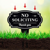 No Soliciting Garden Stake 43x40cm Metal Yard Lawn Decorative Sign