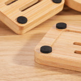 2PCS  Natural Bamboo Wood Soap Dish Storage Soap Holder Bath Shower Plate Bathroom
