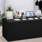 Fitted Polyester Table Cover 6 ft with Skirt for Conferences Trade Shows Black