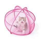Foldable Mesh Pet Playpen Tent Pop Up Zipper for Outdoor Cats Pink