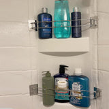 2Pcs Adjustable RV Shower Corner Storage Rack Stainless Steel Rod for Corner Shelves in Camper