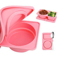 3Pcs Silicone Dual-Compartment Sauce Containers Reusable Snack Containers with Lids for Travel Office Picnic