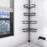 Adjustable No-Drill Floor-to-Ceiling Corner Shower Caddy Bathroom Storage Rack