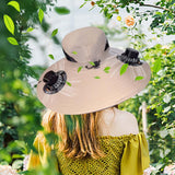 Solar Rechargeable Fan Hat with Dual Fans for Fishing Camping Outdoor Beige