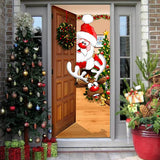 Christmas Door Cover Background Cloth Porch Backdrop Banner for Home Holiday Party Decoration Style 2