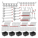 114-Piece Pegboard Hook Set with Bins and Peg Locks  Metal Hooks for Garage Workshop Organization