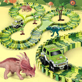 Dinosaur Track Toys – DIY Dinosaur Race Car Track Puzzle Building Set