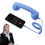 Retro Telephone Handset USB-C Wired Phone Receiver for Smartphones Computers Blue