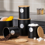 5 PCS Black Bread Bin and Airtight Kitchen Storage Canister Set
