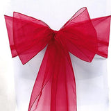 10 Pcs Organza Wedding Chair Sashes Bow Back for Party Decor Red