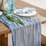 90 x 300cm Easter Cheesecloth Table Runner Boho Rustic Table Runner for Wedding Party Home Decor Blue