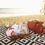 Outdoor Rug Reversible Rug Modern Area Rug Large Floor Mat for Outdoors Black and Cream