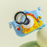 48MP Dual Lens Digital Camera for Kids Selfie Camera with Dinosaur Protective Cover and 32G TF Card Blue