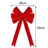 2 PCS Large Red Flocked Christmas Bows with Gold Edges for Tree and Wreath