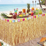 Straw Color Table Skirt 300x75cm with Tassels for Hawaiian Beach Party