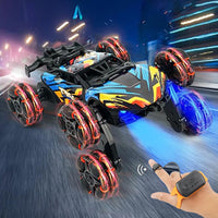 Dual Remote Control 6-Wheel Stunt Car Watch Gesture Controlled 2.4Ghz RC Spray Car Toy Orange
