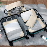 8 Set Compression Packing Cubes For Travel Essentials Expandable Luggage Storage Bags Set  with Laundry Beige