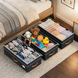 Large Under Bed Storage with Wheels Lid Handle Foldable Bin for Clothes