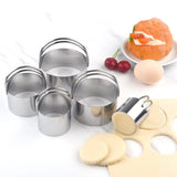 5 PCS Cutter Set Round Cookie Cutters with Handle 5 Pieces Stainless Steel Circle Baking Dough Tools for Cake