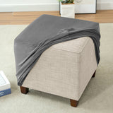 Silver Fox Velvet Footstool Cover High Stretch Square Machine Washable Gray