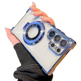 Thin Shockproof Stand Case Compatible with Samsung Galaxy S26 Ultra with Lens Cover Blue