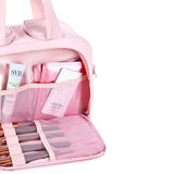 Travel Toiletry Bag Wide-open Makeup Bag Organizer with Handle Pink