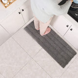 Stripe Style Chenille Bath Mat Non Slip Bath Runner Floor Mat Light Gray
