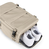 Travel Backpack Airline Carry On Backpack Water Resistant Sports Luggage Bag with Shoe Compartment Beige