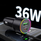 3-in-1 Car Charger – Retractable Coiled Cable with USB and Type-C Fast Charging