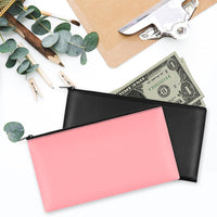 2Pcs PU Leather Storage Bag with Zipper Money Pouch Cash Storage Bag Black and Pink
