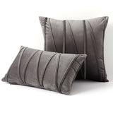 2PCS Velvet Stripe Cushion Covers Decorative Throw Pillow Cases for Sofa & Home Decor Gray